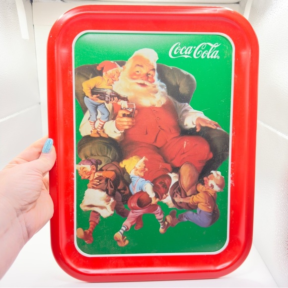 Coca-Cola Tray “Santa with Elves” | 1991 Repro of 1960 Sundblom Art | Vtg Coke - Picture 1 of 8